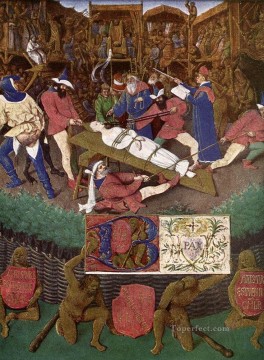 Jean Fouquet Painting - El martirio de Santa Apolonia Jean Fouquet